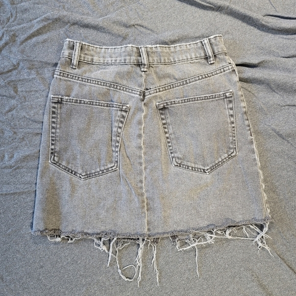 Zara Mini Skirt Womens Medium Black Jean Distressed Slit Front Button Up Denim - Picture 6 of 11